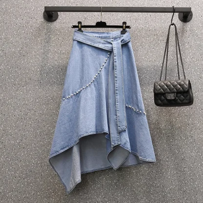 Irregular Tie-up Waist Denim Skirt