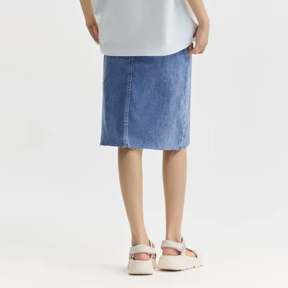 High-waist Split Midi Denim Skirt - Image 3