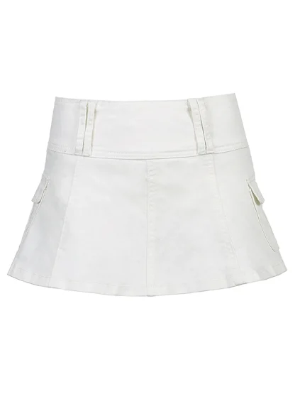 High-waist Cargo Mini Denim Skirt - Image 6