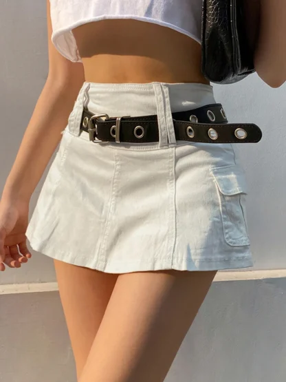 White Denim Skirt