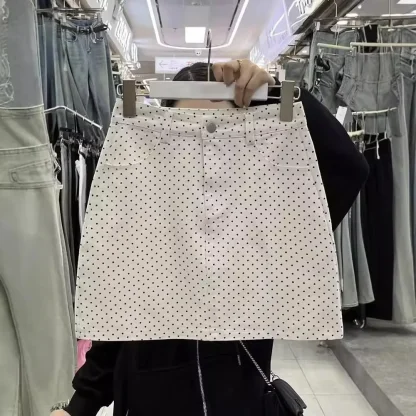 Mini Polka Dot Denim Skirts - Image 3