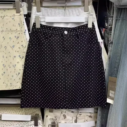 Mini Polka Dot Denim Skirts
