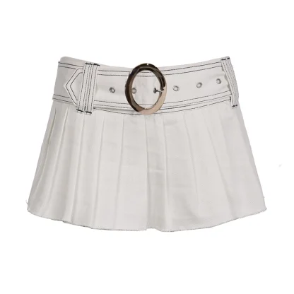 Low-rise Pleated Denim Skirt - Image 5