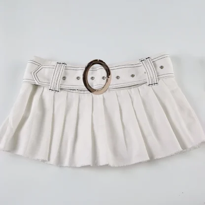 Low-rise Pleated Denim Skirt - Image 4