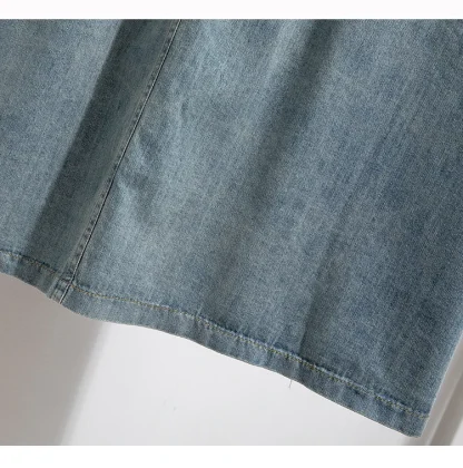 A-line Elastic Waist Denim Skirt - Image 5