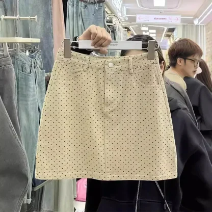 Mini Polka Dot Denim Skirts - Image 2