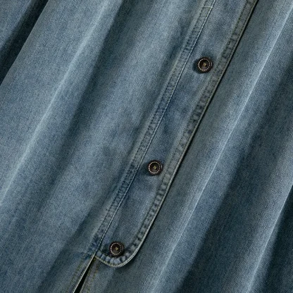 A-line Elastic Waist Denim Skirt - Image 3