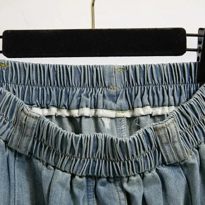A-line Elastic Waist Denim Skirt - Image 2