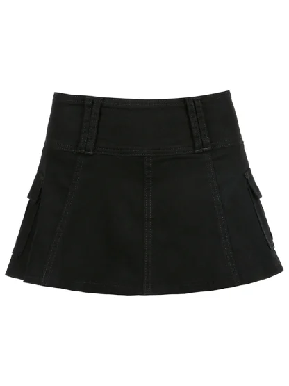 High-waist Cargo Mini Denim Skirt - Image 5