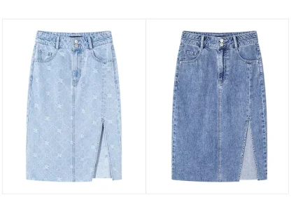 High-waist Split Midi Denim Skirt - Image 6