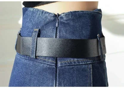 Pleated Midi Denim Skirt - Image 7