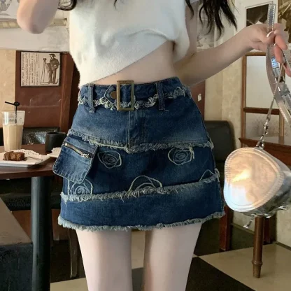 Distressed Mini Denim Skirt