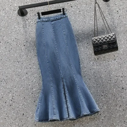 High-waist Mermaid Denim Skirt - Image 4
