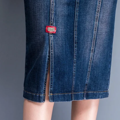 Faded Slit Midi Denim Skirt - Image 4