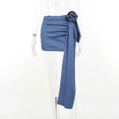 Floral Decor Mini Denim Skirt - Image 5