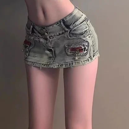 Low-waist Mini Denim Skirt