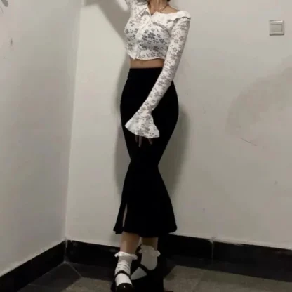 High-waist Mermaid Denim Skirt - Image 3