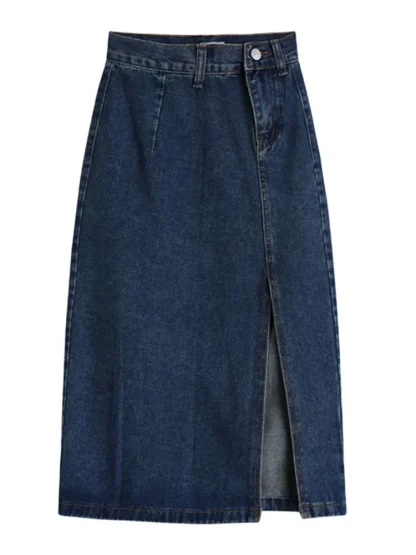 Chic Slit Midi Denim Skirt