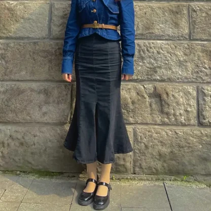 High-waist Mermaid Denim Skirt