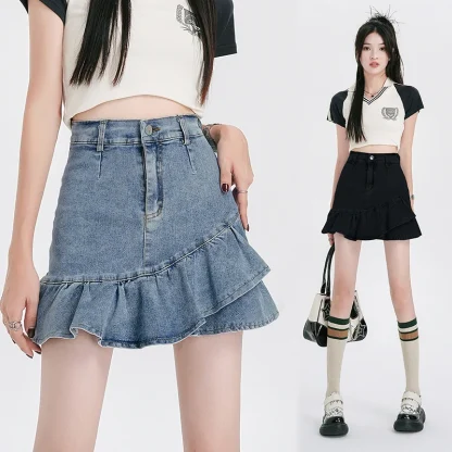 Ruffle Hem Mini Denim Skirt - Image 6