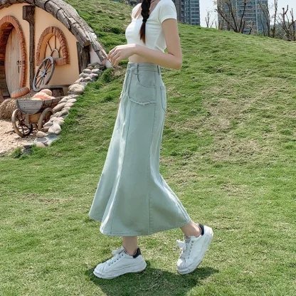 Elegant Light Maxi Denim Skirt - Image 6