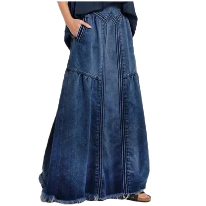Loose Fit Patchwork Denim Skirt - Image 2