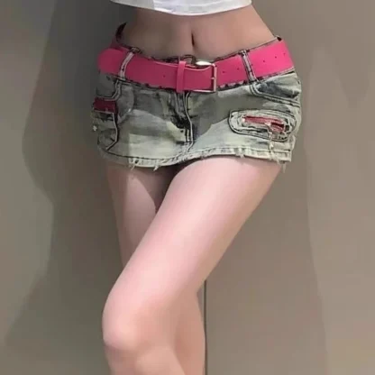 Low-waist Mini Denim Skirt - Image 3