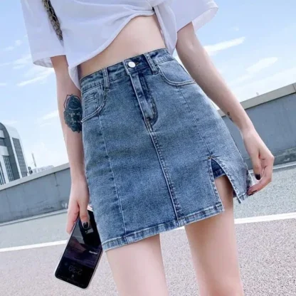 High-waist Mini Denim Skirt - Image 4