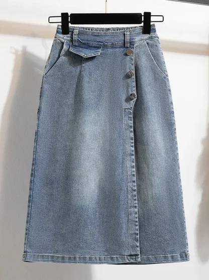 Plus Size Midi Denim Skirt