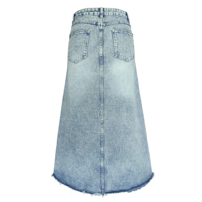 Retro Maxi Loose Fit Denim Skirt - Image 6