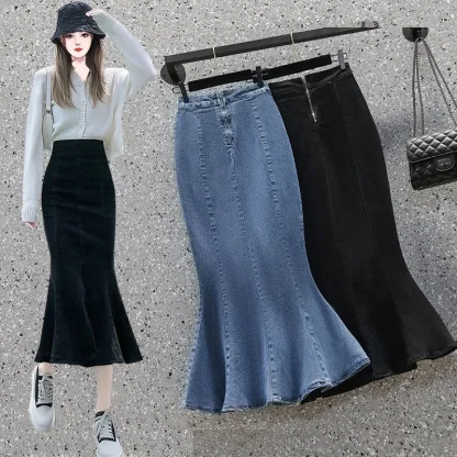 High-waist Mermaid Denim Skirt - Image 7