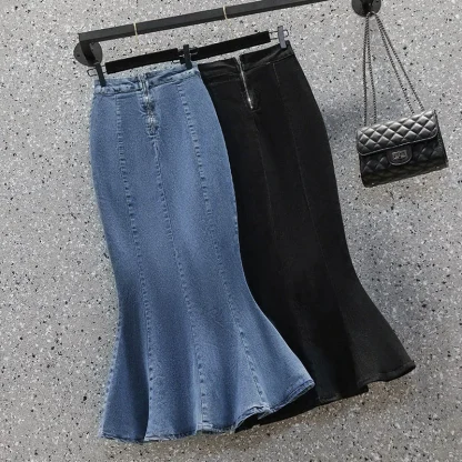 High-waist Mermaid Denim Skirt - Image 6