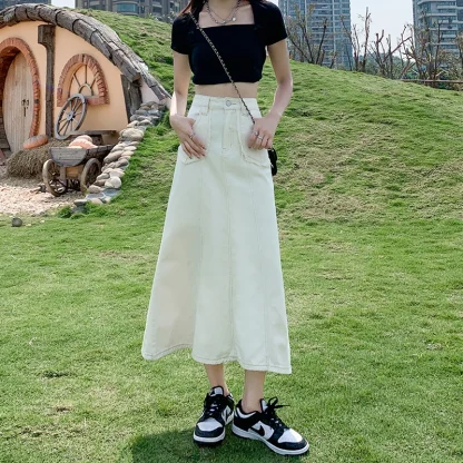 Elegant Light Maxi Denim Skirt - Image 3