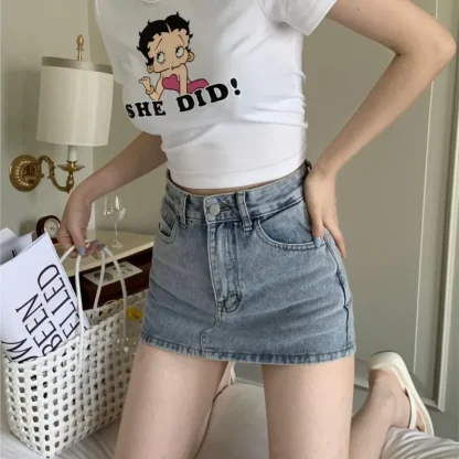 Chic Mini Comfy Denim Skirt - Image 6