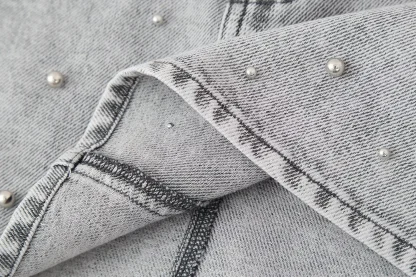 Casual Beaded Mini Denim Skirt - Image 7