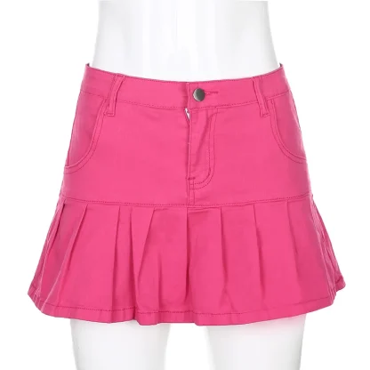 Chic Pleated Mini Denim Skirt - Image 7