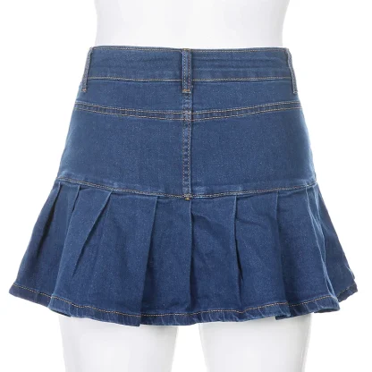 Chic Pleated Mini Denim Skirt - Image 13