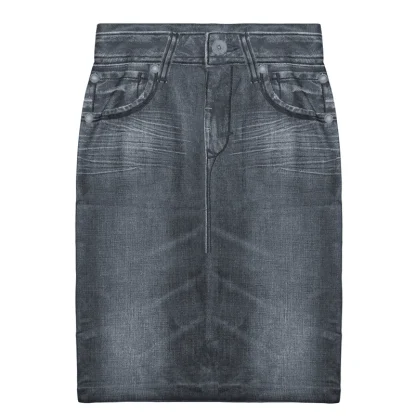 Retro Washed Slim Fit Denim Skirt - Image 13