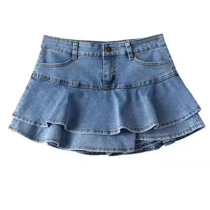 Chic Tiered Ruffle Denim Skirt - Image 8