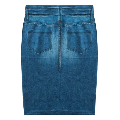 Retro Washed Slim Fit Denim Skirt - Image 4