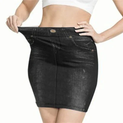 Retro Washed Slim Fit Denim Skirt - Image 7