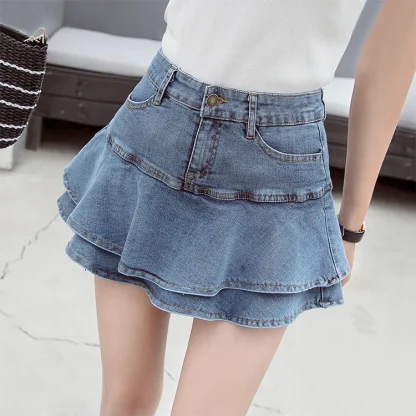 Chic Tiered Ruffle Denim Skirt - Image 5