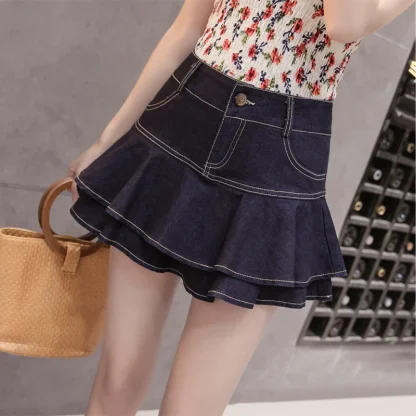 Chic Tiered Ruffle Denim Skirt - Image 3