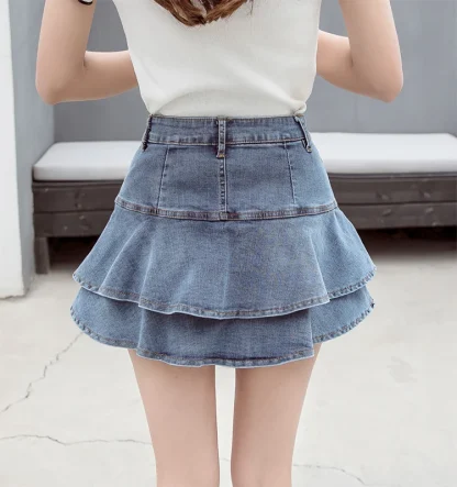 Chic Tiered Ruffle Denim Skirt - Image 6
