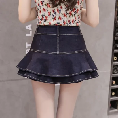 Chic Tiered Ruffle Denim Skirt - Image 2