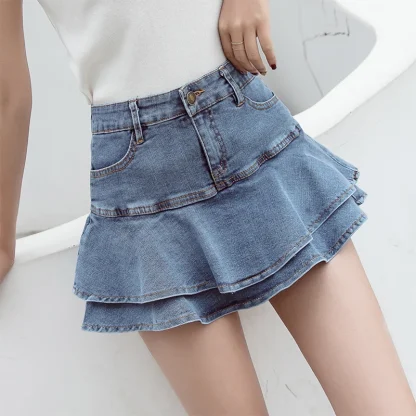 Chic Tiered Ruffle Denim Skirt - Image 7