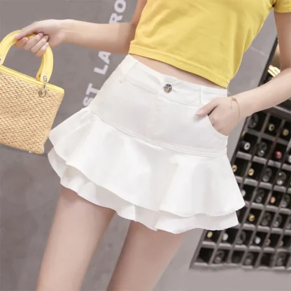 Chic Tiered Ruffle Denim Skirt
