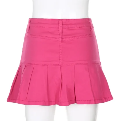 Chic Pleated Mini Denim Skirt - Image 6