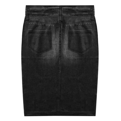 Retro Washed Slim Fit Denim Skirt - Image 11