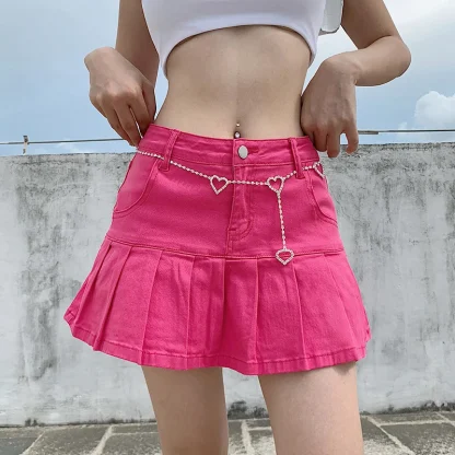 Chic Pleated Mini Denim Skirt - Image 4